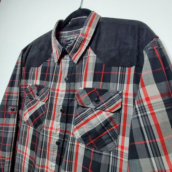 Parish Nation Scully Snap Up Western Plaid 2XL Shirt Canvas, Roll-Tab‎ Sleeves - Picture 2 of 16